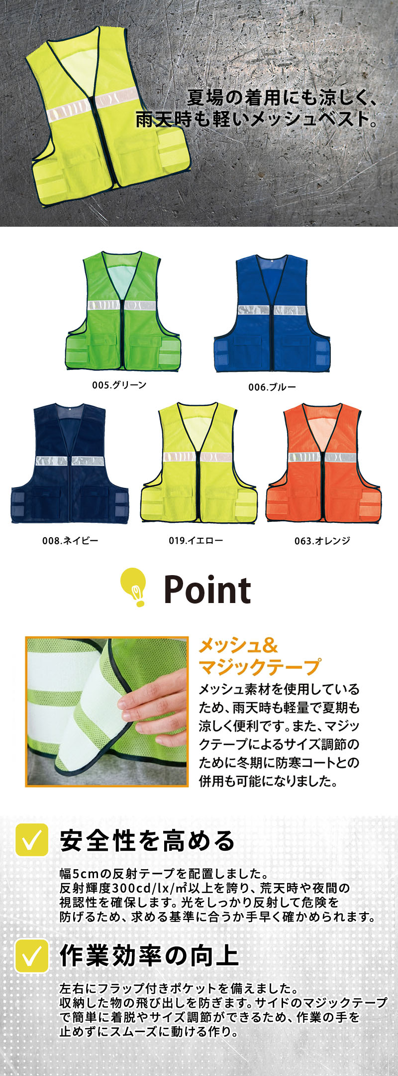  アイトス 警備具メッシュベスト 8700紹介画像