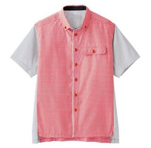 U101　ベスト　U100シリーズ　どんな場所にも似合うカラーとチェック柄が、明るく、清潔感のある空間づくりをサポートします。 半袖ペアシャツ　レッド