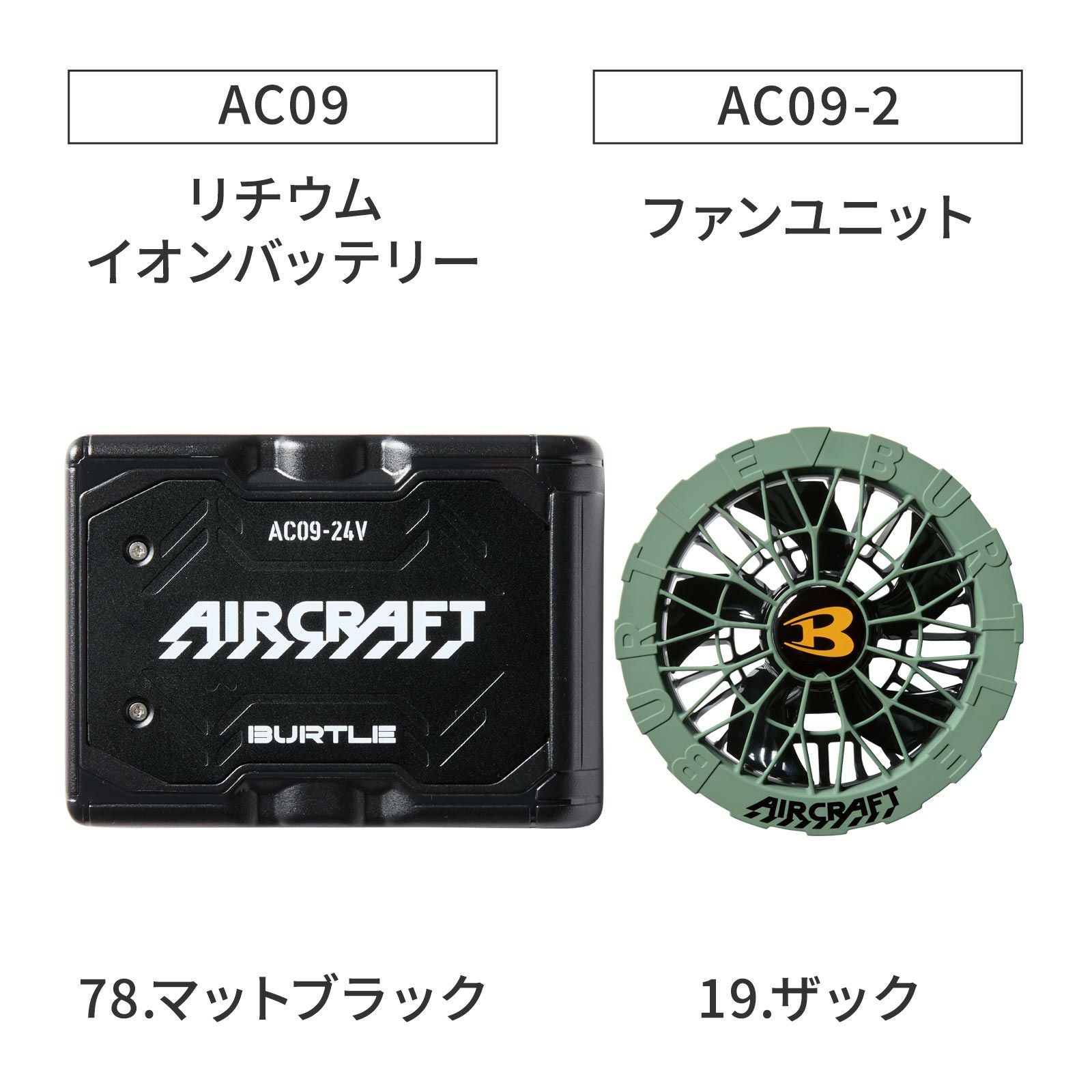バートルエアークラフトAC092025年リチウムバッテリーファンユニット