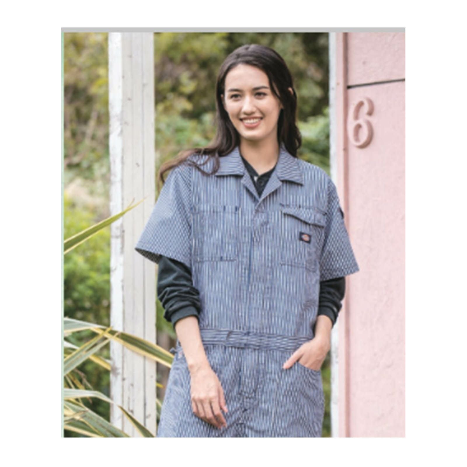 コーコス【CO-COS】Dickies ライト ストレッチ ヒッコリー半袖ツナギD