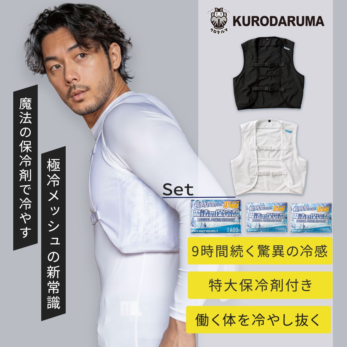 クロダルマ [春夏] メッシュベスト&保冷剤セット(保冷剤600g*1 300g*2) 26535-S